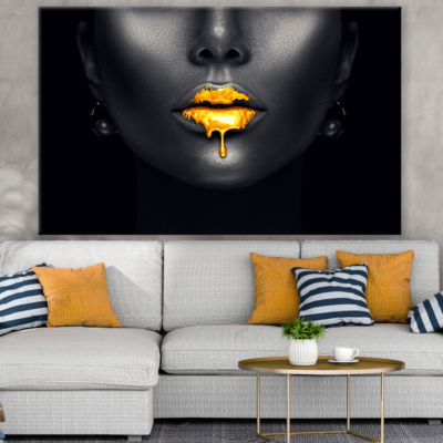 Lady Portrait Makeup Black Gold Print 100% Australian Made