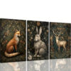 3pcs William Morris Animal Canvas Framed 40x60cm - High Quality Print 100% Australian Made Wall Canvas Ready to Hang