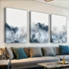 3pcs Blue Gray Wall Art Abstract Canvas Framed 40x60cm - High Quality Print 100% Australian Made Wall Canvas Ready to Hang - Image 3