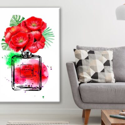Perfume Bottle & Flowers Watercolor Painting Print 100% Australian Made