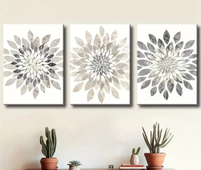 3pcs Modern Minimalist Abstract Floral Art Canvas Framed 40x60cm – High Quality Print 100% Australian Made Wall Canvas Ready to Hang