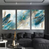 3pcs Blue & White Feathers Abstract Canvas Framed 40x60cm - High Quality Print 100% Australian Made Wall Canvas Ready to Hang - Image 3