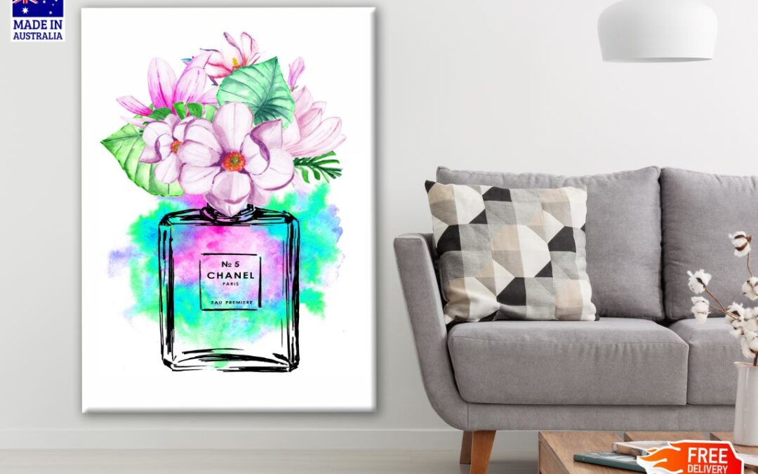 Perfume Bottle & Flowers Watercolor Painting Print 100% Australian Made