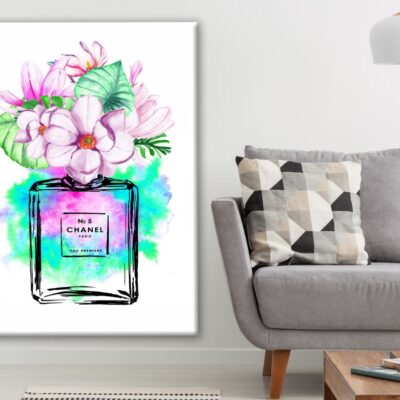 Perfume Bottle & Flowers Watercolor Painting Print 100% Australian Made