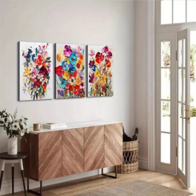 3pcs Watercolor Floral Canvas Framed 40x60cm - High Quality Print 100% Australian Made Wall Canvas Ready to Hang