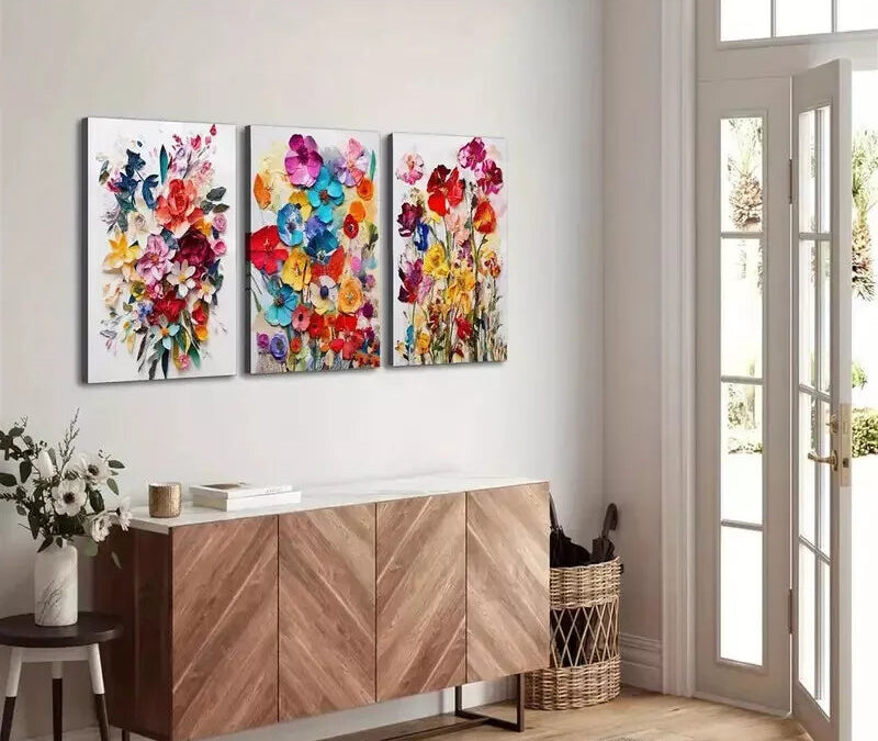 3pcs Watercolor Floral Canvas Framed 40x60cm – High Quality Print 100% Australian Made Wall Canvas Ready to Hang