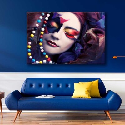 Bella Home Creative Young Woman With Beads Print Canvas Ready to hang