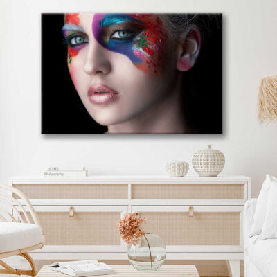 Bella Home Girl's Face With Makeup Art Print Canvas Ready to hang
