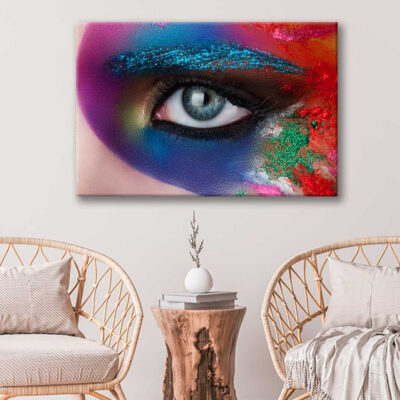 Bella Home Girl's Face With Beautiful Makeup Print Canvas Ready to hang