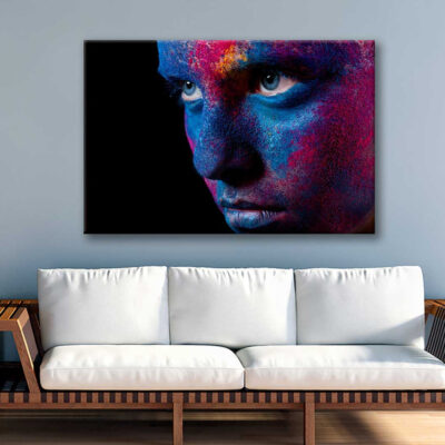 Bella Home Woman With Unusual Paint Make-up Print Canvas Ready to hang