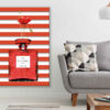 Perfume Bottle & Red Flower with Red Stripes Background Watercolor Painting Print 100% Australian Made