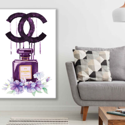 Purple Perfume Bottle & Logo Watercolor Painting Print 100% Australian Made