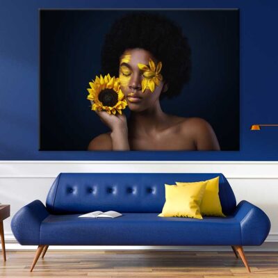 African Girl with Sunflower View Photograph Print 100% Australian Made