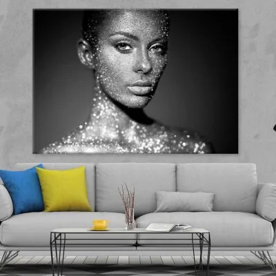 Woman Black Paint Sparkles B&W Photograph Print 100% Australian Made