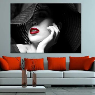 Girl With Hat & Red Lips B&W Photograph Print 100% Australian Made