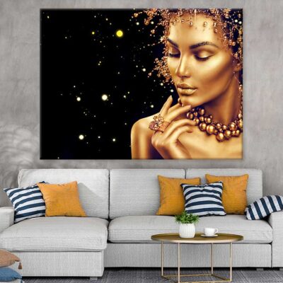 Golden Makeup Girl with Jewellery Photograph Print 100% Australian Made
