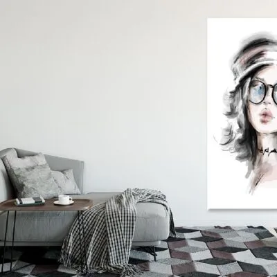 Stylish Girl in Eyeglasses Vector Art Print 100% Australian Made