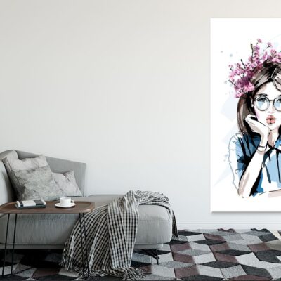 Woman with Flower Wreath Vector Art Print 100% Australian Made