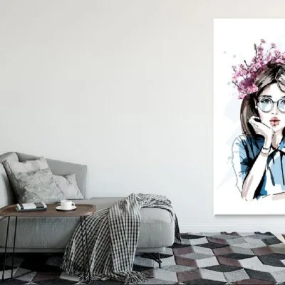 Woman with Flower Wreath Vector Art Print 100% Australian Made
