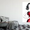 Fashion Girl & Red Dress Vector Art Paint Print 100% Australian Made - Image 2