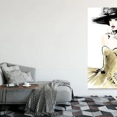 Fashion Model With a Hat Vector Art Print 100% Australian Made
