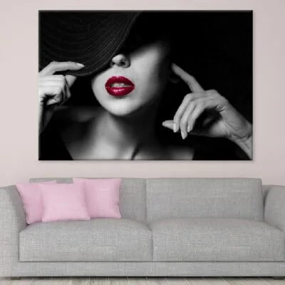 Stylish Girl with Red Lips B&W Photograph Print 100% Australian Made