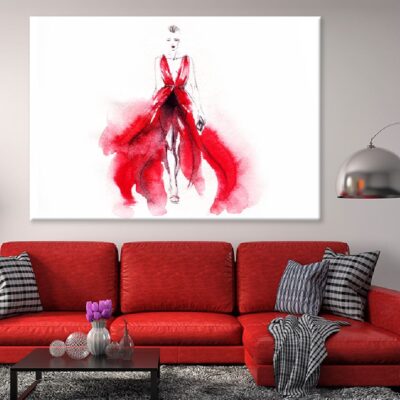 Woman in Red Dress Watercolor Painting Print 100% Australian Made