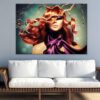 Woman & Curly Hair on Wood Branch Print 100% Australian Made