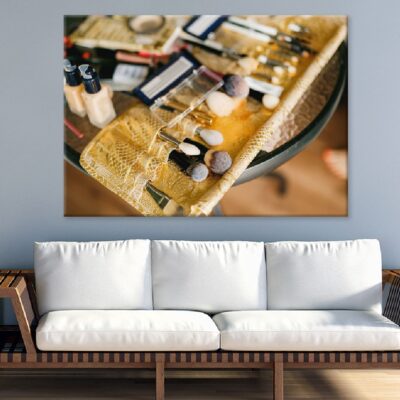 Gold Cosmetic Bag & Brushes View Photograph Print 100% Australian Made