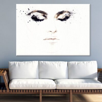 Abstract Makeup Girl Face Watercolor Painting Print 100% Australian Made