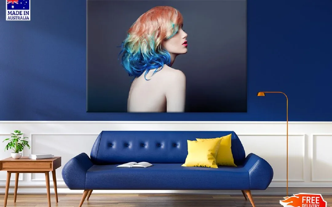 Fashion Girl With Short Blue Hair Print 100% Australian Made