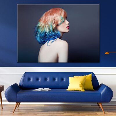 Fashion Girl With Short Blue Hair Print 100% Australian Made