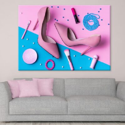 Pink Suede High Heels with Makeup Print 100% Australian Made