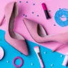 Pink Suede High Heels with Makeup Print 100% Australian Made - Image 3