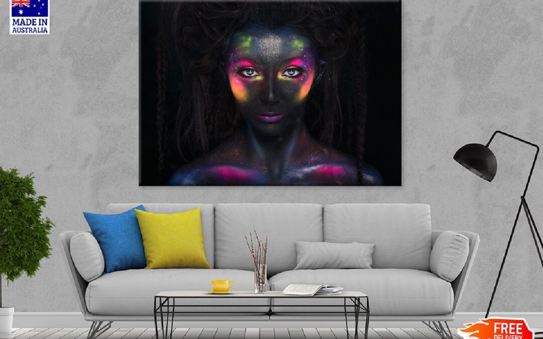 Colorful Makeup Girl in Dark View Photograph Print 100% Australian Made