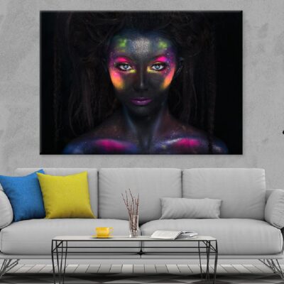 Colorful Makeup Girl in Dark View Photograph Print 100% Australian Made