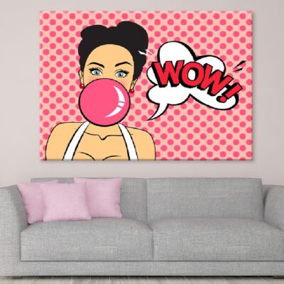 Wow Girl with Bubble Gum Pop Art Print 100% Australian Made