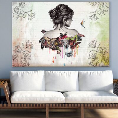 Mysterious Woman with Butterflies Digital Art Print 100% Australian Made