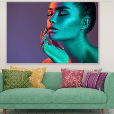 Fashion Woman in Green Neon Lights Photograph Print 100% Australian Made