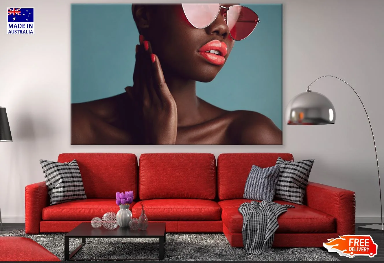Makeup Woman with Wearing Funky Sunglasses Print 100% Australian Made - Image 2