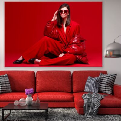Fashion Model in Red Suit Photograph Print 100% Australian Made