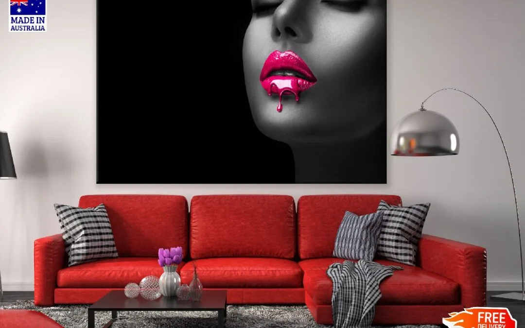 Girl With Red Lipstick Dripping Photograph Print 100% Australian Made