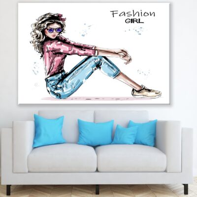Young Woman Sitting on Floor Illustration Print 100% Australian Made