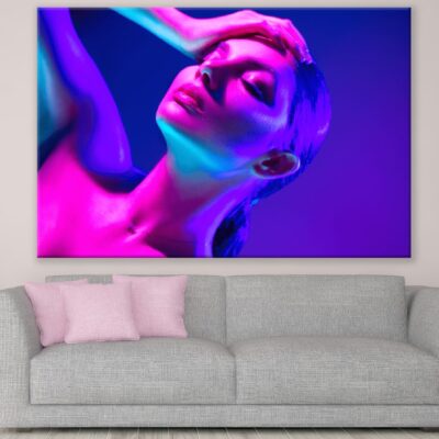 Fashion Woman in Bright Neon Lights Photograph Print 100% Australian Made