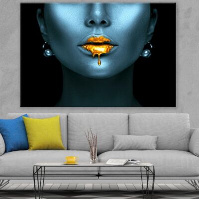 Girl with Gold Paint Drips from the Lips Photograph Print 100% Australian Made
