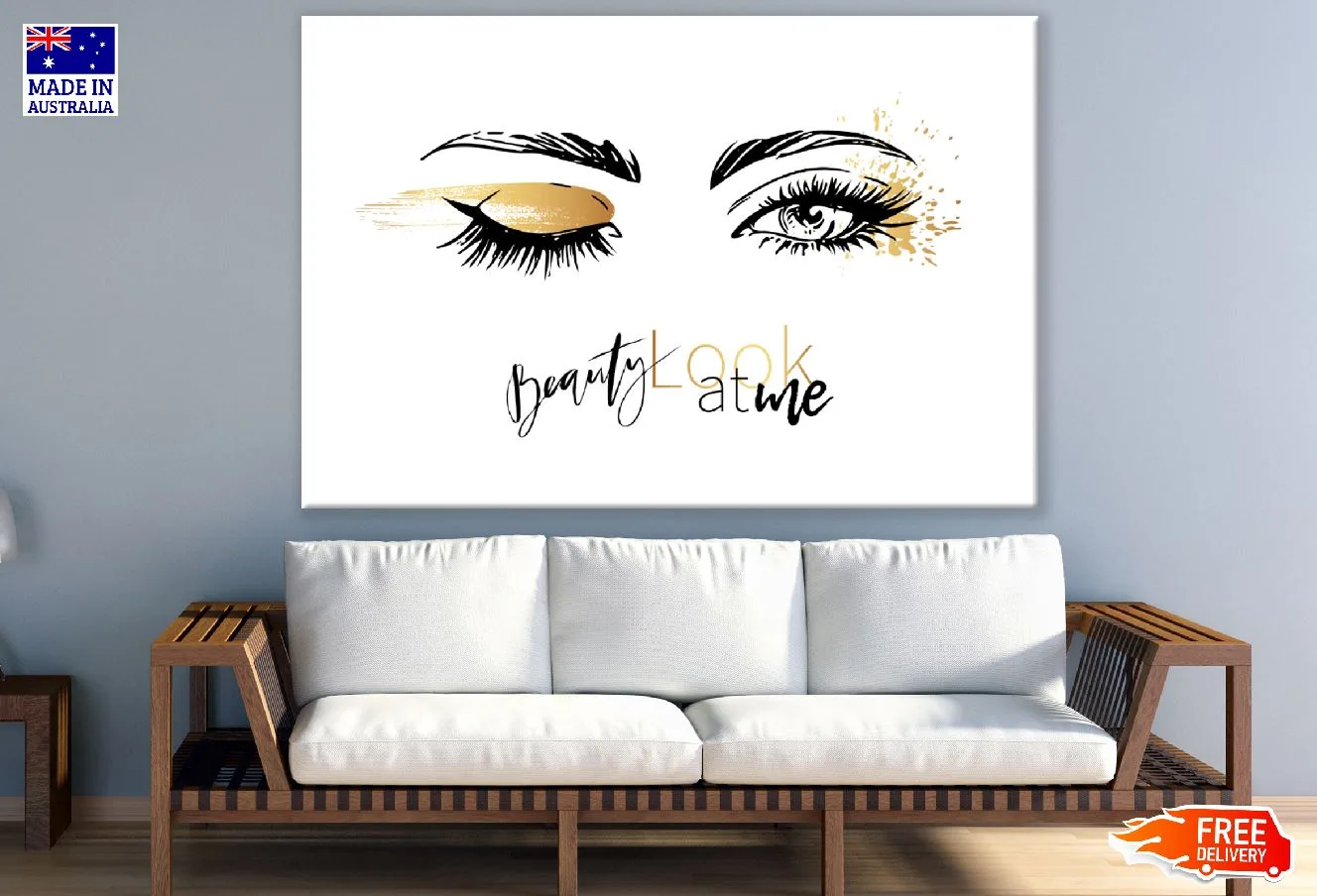 Woman Eyes with Gold Eyeshadow Illustration Print 100% Australian Made - Image 2