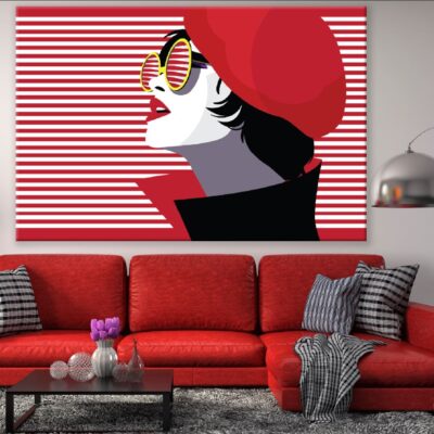Stylish Girl with Red Hat Illustration Print 100% Australian Made