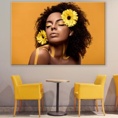 African Woman with Gerbera in Hair Photograph Print 100% Australian Made