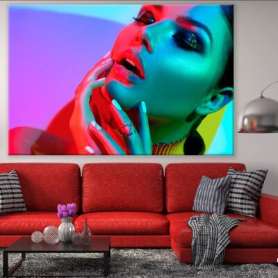 Fashion Woman in Colorful Lights Photograph Print 100% Australian Made
