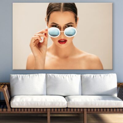Fashion Woman Peeking Over Sunglasses Photograph Print 100% Australian Made